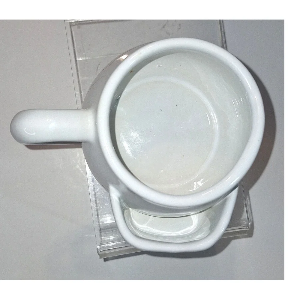 Vintage White Ceramic tea bag holder mug Cat Kitten Heart Cottagecore Tea Cup